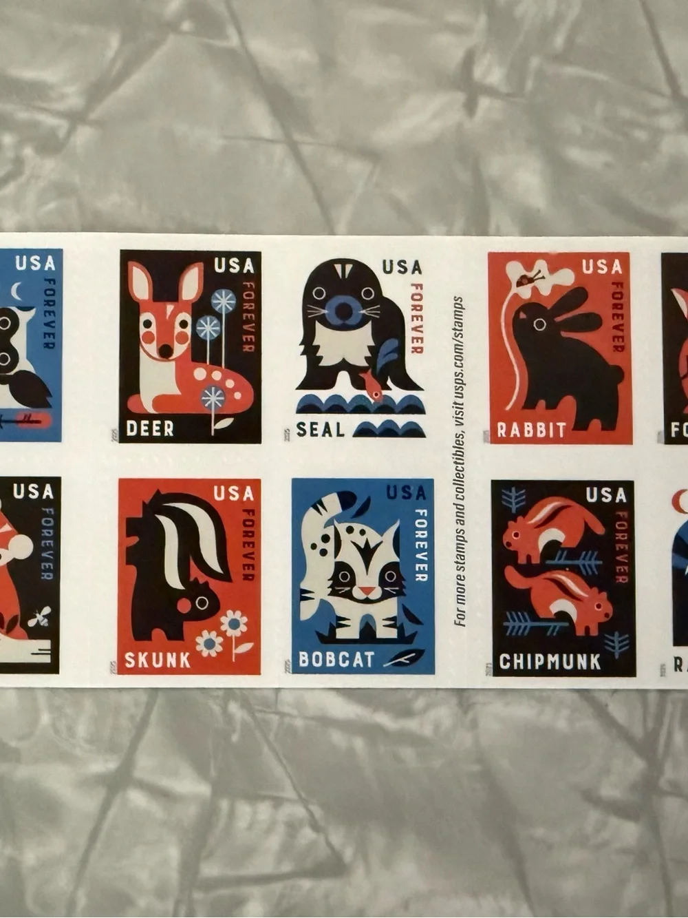 Small Pets Postal Stamp Sticker Sheet - Red, Blue, Black